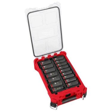 Imagem de Packout jogo soquete impacto encaixe 1/2" longo 16 pcs 49-66-6803 milw