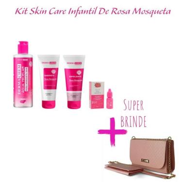 Imagem de Kit Skin Care Para Adolescentes Rosa Mosqueta Com Bolsa Feminina - Der