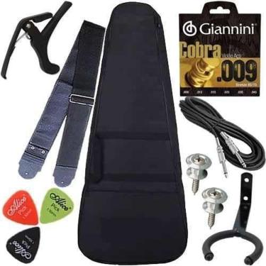Imagem de Kit Capa Violão Nylon Acolchoada Multi Acessórios Completo