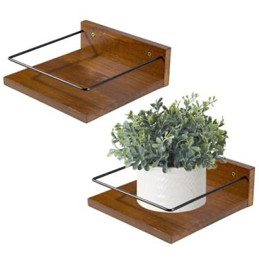 Imagem de ARTORA Suporte de plantas montado na parede, prateleiras flutuantes de madeira para vaso de flores, prateleira de madeira decorativa pequena para quarto, sala de estar, banheiro, varanda e varanda