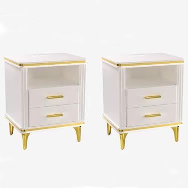 Imagem de Mesa de cabeceira preta com estação de carregamento, mesa de cabeceira com portas USB e tomadas, mesa de cabeceira com 2 gavetas, mesas laterais de cama para quarto, mesas de cabeceira modernas