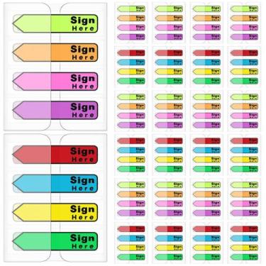 Imagem de Adesivos de bandeira Tatuo Sign Here, 2400 unidades com dispensador de