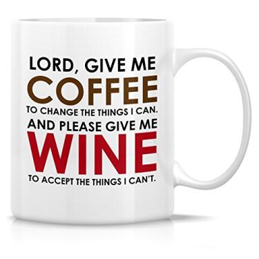 Imagem de Retreez Caneca engraçada - Lord, Give Me Coffee and Please Give Me Wine 325 ml canecas de café de cerâmica - Presentes de aniversário engraçados, sarcásticos, inspiradores para amigos, colegas de