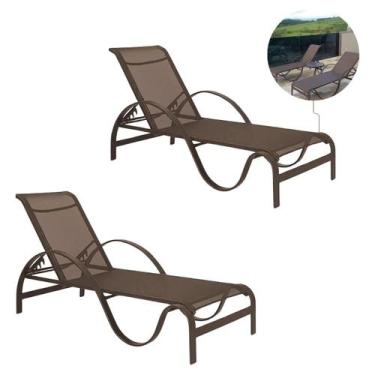 Imagem de Kit 2 Espreguiçadeiras Maré Ondulada Alumínio com Tela Sling Piscina -