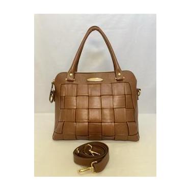 Imagem de Bolsa couro legítimo trançado caramelo - Caprina, Caramelo