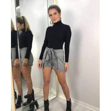 Imagem de Blusa feminina manga longa gola alta malha canelada - moda filo, Verde