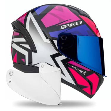 Imagem de Capacete Feminino Spike 2 Rosa Brilhante + Viseira Iridium