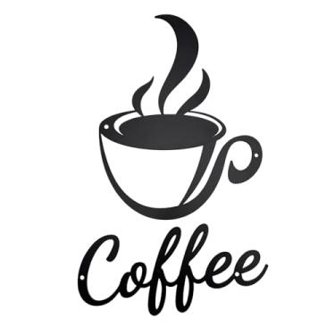 Imagem de Aimto Decoração de arte de parede de metal, café, bar, casa, escritório, decoração de cozinha (conjunto de 25,4 cm) preto