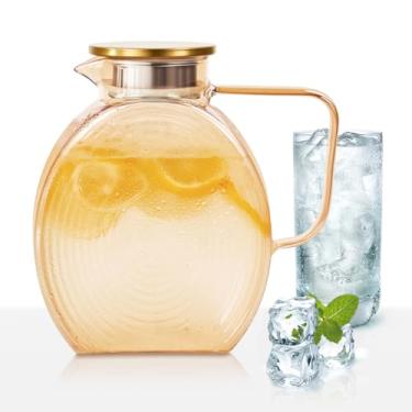 Imagem de Jarra de vidro de 2,5 litros de 2,5 litros, com tampa e bico bem selados, jarra de vidro para água quente/fria, grande jarra de chá gelado para café, suco e bebidas caseiras