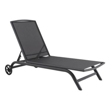 Imagem de Espreguicadeira Com Rodas Ate 150kg 4 Posicoes 196cm - Preta