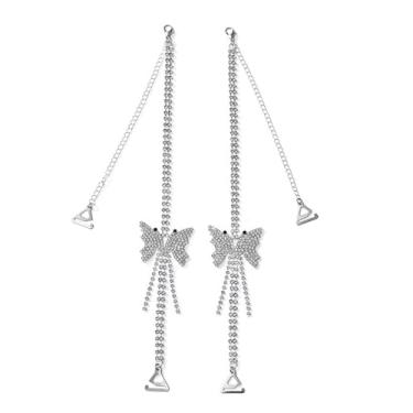 Imagem de Tiras de sutiã de borboleta de strass para mulheres com corrente de ombro e borboletas de cristal, alças de sutiã de biquíni, alças decorativas ajustáveis para vestidos de casamento, correntes