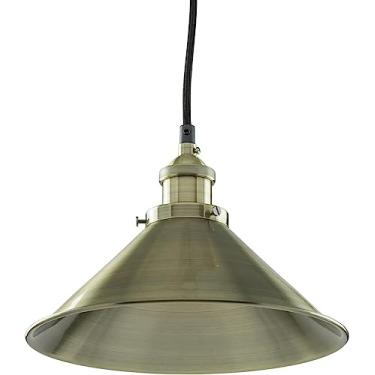 Imagem de Sunlite 07008-SU Luminária pendente de dossel antigo, estilo country chique, cabo trançado de 4 pés, máximo de 60 watts (lâmpada não incluída), 25 cm, acabamento em latão