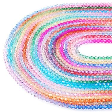Imagem de Spritewelry 20 fios de contas de cristal facetadas contas de cristal bicone contas de vidro de cristal 4 mm gradiente transparente Rondelle contas iridescentes de vidro pintadas para fazer joias, 20