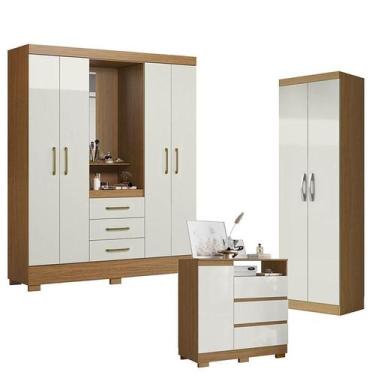 Imagem de Guarda Roupa Solteiro Paris 2045150 com Armário Multiuso 2 Portas New 