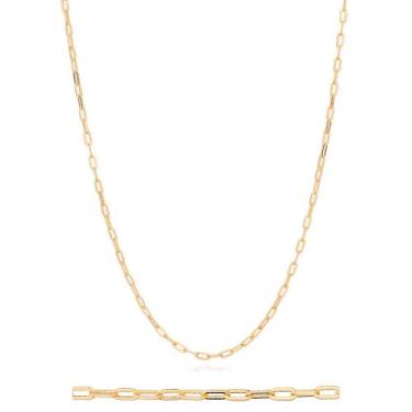 Imagem de Cordão Rommanel Masculino Elo Cadeado Banhado A Ouro 18k Tamanho 70cm 