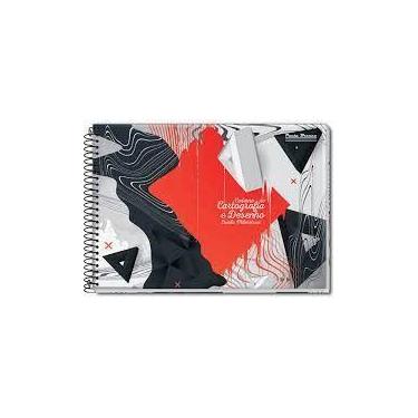 Imagem de Caderno de desenho Pauta Branca escala milimétrica vermelho 60 fls