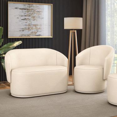 Imagem de Sofá Namoradeira e Poltrona Orgânica para Sala Malu Sintético M11 - D`Rossi