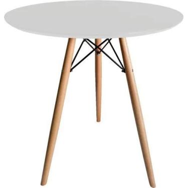 Imagem de Mesa Mesinha 70cm Tripé Bar Base Charles Eames Eiffel Branco - jthome