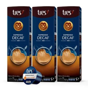 Imagem de 3x Cápsula de Café Tres 3 Corações Espresso Descafeinado 10 Unidades, 