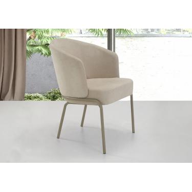 Imagem de Poltrona Herval Hermes Pés em Metal Assento D33 Encosto D28 Bege