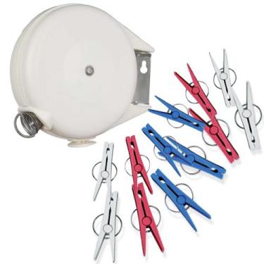 Imagem de Varal Retrátil Multiangular MOR 1 Corda 12m + 12 Prendedores