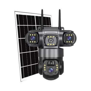 Imagem de Câmera Solar WiFi Externa 12MP Lente Tripla Visão Noturna Monitor De V