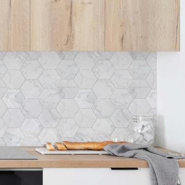 Imagem de Grudado Papel De Parede Lavável Hexágono Mármore - 4 folhas