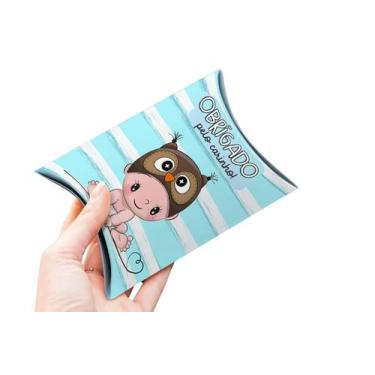 Imagem de 10 Caixinha Bebe Fofo Maternidade Chá Rifa - Menino Coruja - Kibunitin