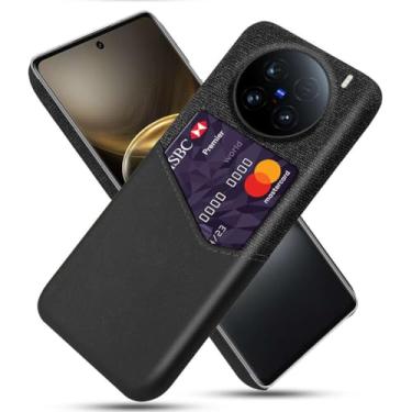 Imagem de Capa para Vivo X100 Ultra 5G,Anti-deslizamento,Proteção contra quedas de 360°,Resistência à impressão digital,Tela e caso de couro PU com 1 slot de cartão atrás-Black