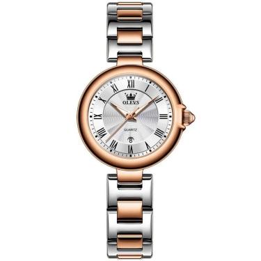Imagem de Relógio De Quartzo Feminino Design Fino Elegante Luminoso Em Aço Inoxidavel Prata Rose