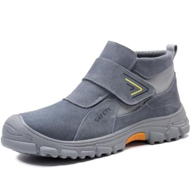 Imagem de GLANOUDUN Botas De Soldagem Masculinas Sem Cadarço, Bico Aço, Calçado Segurança Para Trabalho, Soldador Confortável, Indestrutível, Cinza