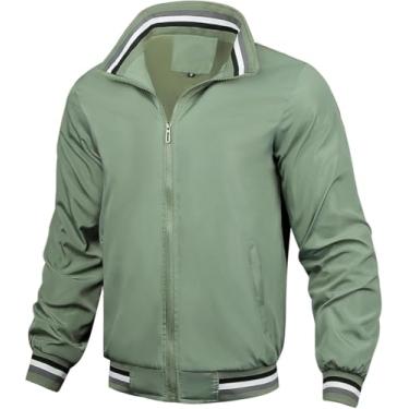Imagem de Jaqueta Bomber De Verão Para Homens, Jaquetas De Beisebol Finas E Respiráveis Macias Jaquetas De Motociclista Soltas De Mangas Compridas Com Bolso Jaqueta Esportiva Casual Confor, green, M