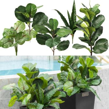 Imagem de Plantas artificiais Clycaloor Ficus Pandurata 5 unidades resistentes aos raios UV