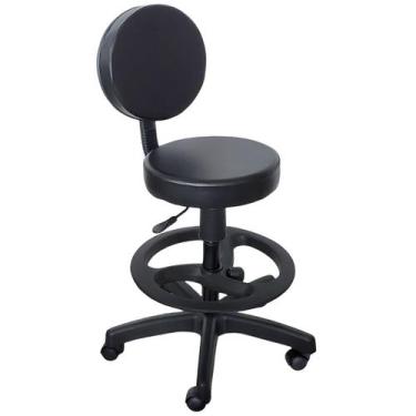 Imagem de Cadeira Mocho Giratório com Aro e Encosto PRETO For-Ty