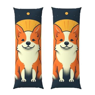 Imagem de Capa de travesseiro corporal com zíper oculto, fronha longa de microfibra macia e respirável para travesseiro corporal, capas de travesseiro de corgi divertidas para dormir, presente de cama, 50 x 137