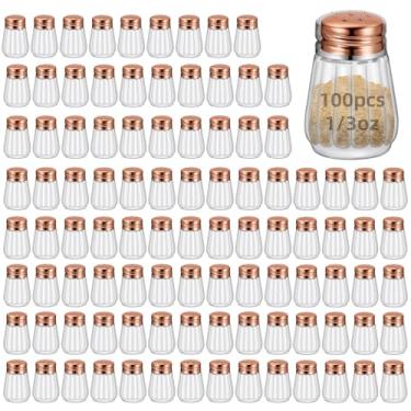 Imagem de Conjunto de 100 mini saleiros e pimenteiros de 8,5 g – Mini saleiro pequeno, saleiro transparente, recipientes pequenos de tempero, pequenos potes de tempero portáteis para cozinha, piquenique (ouro