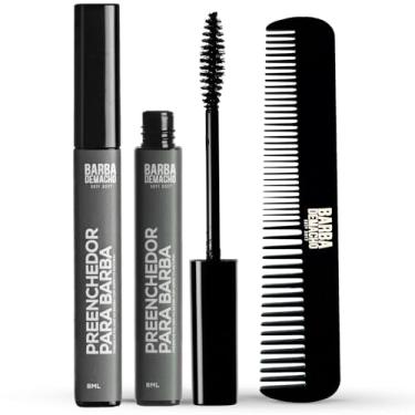 Imagem de Kit 2 Preenchedor Barba de Macho Escurece Disfarça Falhas Aspecto Natural Resistente e Pente Alinhador