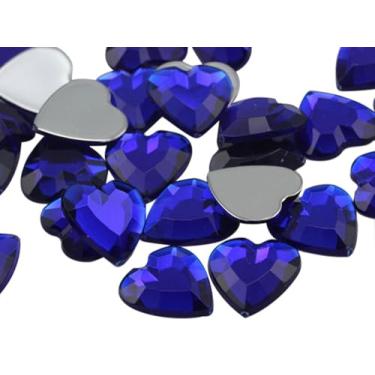 Imagem de Allstarco 15 mm costas planas coração acrílico strass pedras de plástico fantasia de plástico enfeites de joias - 40 peças (safira azul escura .NAB01)