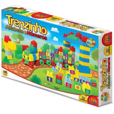 Imagem de Brinquedo trenzinho alfabeto e números educativo 128 peças - GGB BRINQ