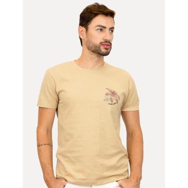 Imagem de Camiseta John John Masculina Slim Island Flower Caqui Médio-Masculino