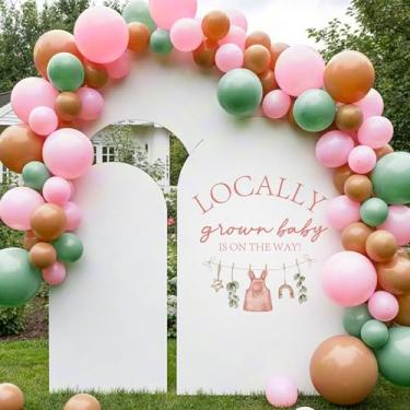 Imagem de Decorações de chá de bebê cultivadas localmente - Decalque de sinal TrinhGuo Locally Grown Baby is On The Way para arco de balões, rosa vestido geral revelação de gênero decoração de fundo de festa