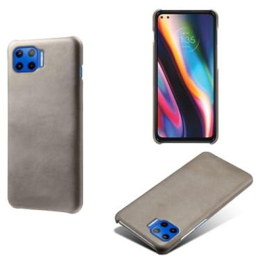 Imagem de Capa para MOTO G5 Plus,Proteção contra quedas,Casca de volta de cor sólida simples,Design de couro de imitação de plástico-Gray