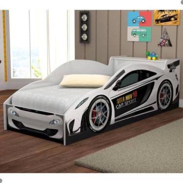 Imagem de Cama Carro com Baú Juvenil Racer Branco - CasaH