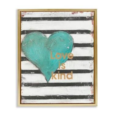 Imagem de Stupell Industries Love Is Kind on Stripes Gold Floater Canvas Wall Art Design por Cassandra Cushman, 78 x 63 cm