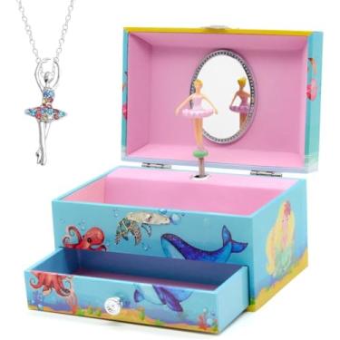 Imagem de Caixa de joias musical para meninas, pequena caixa de joias de bailarina musical, caixa de música para decoração de quarto para meninas, presentes de Natal/aniversário para meninas (12,7 cm)