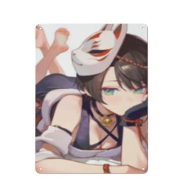 Imagem de Pôster de arte de menina de anime sexy quente placa de estanho vintage decoração de parede pôster 30,5 x 40,6 cm, AF191