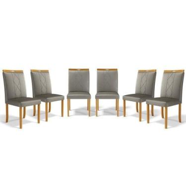 Imagem de Kit Com 6 Cadeiras Ana Madeira Maciça Estofadas Para Mesa De Jantar Ve