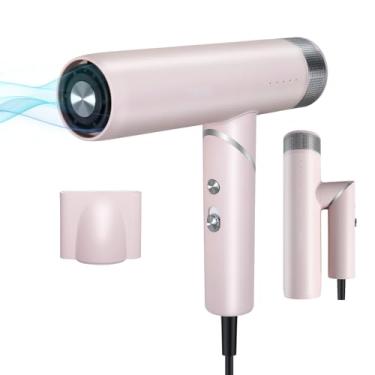 Imagem de TANSHINE Secador De Cabelo Profissional, Iônico Dobrável 1600W, 110.000 Rpm, Íons Alta Velocidade Para Secagem Rápida, Leve E Silencioso Com Bico Magnético, Soprador Viagem Compacto, Rosa