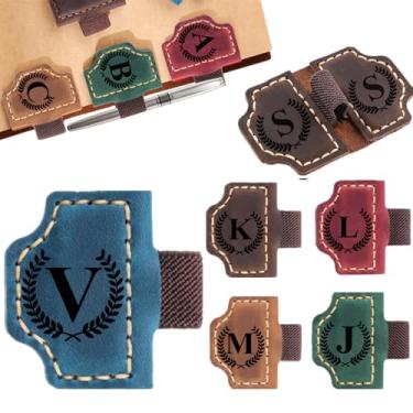 Imagem de Marcador de livro personalizado com suporte de caneta com 26 letras, marcador de livro magnético personalizado, clipe de livro de nome personalizado com inicial para homens e mulheres, presentes para