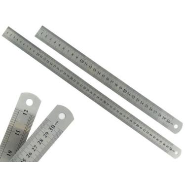 Imagem de Kit Com 2 Réguas Metal Leve De Aço Inoxidável Tamanho 30 e 50 cm Marca